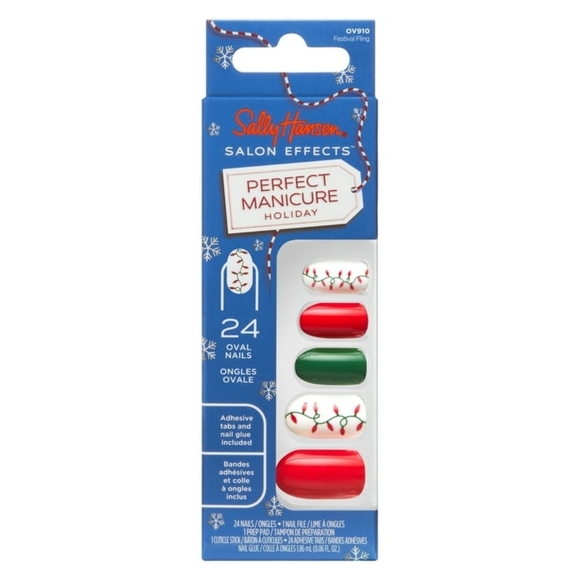 Sally Hansen Perfect Manicure Press On Nail Kit, Holiday Collection, Festival Fl - Picture 5 of 5